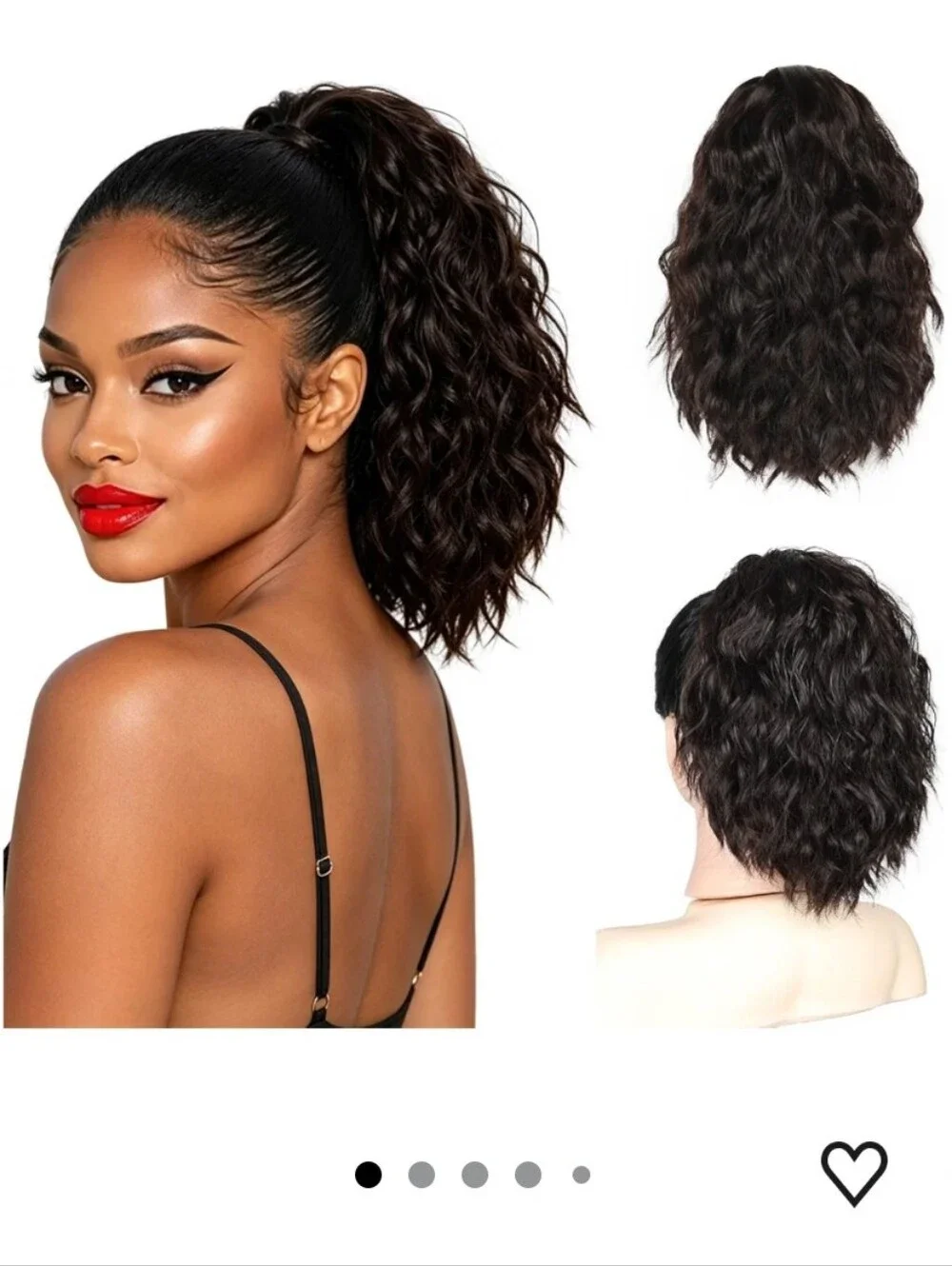 Ponytail Extension 10 inch Short Curly Wavy Drawstring Ponytail Dark Brown